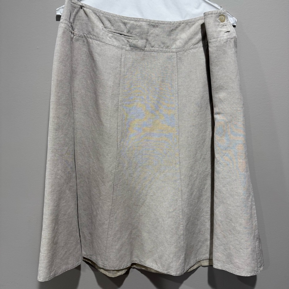David N Linen Skirt | Size 14 | Natural colour | fully lined | Pintuck seams